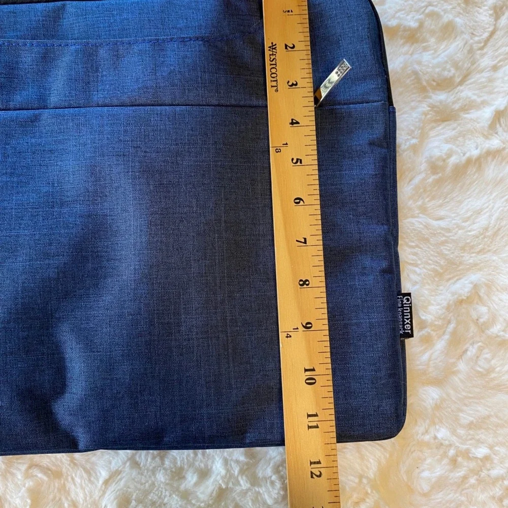 Qinnxer Laptop Messenger Bag Unisex Blue 16 inch Heathered Fleece Lined New